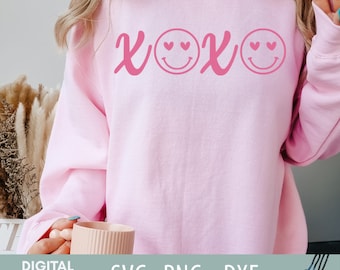 XOXO Svg PNG, Valentine's Day Shirt Design, Valentine SVG, Valentine Xoxo svg, Trendy Valentine svg, Smiley Face Xoxo