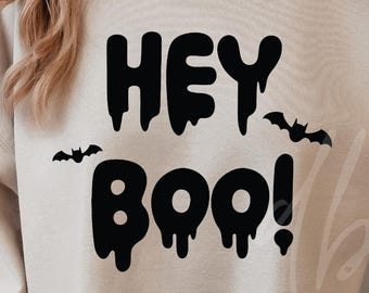 Hey Boo SVG, Halloween SVG, Ghost SVG, Spooky Svg, Halloween Png, Bat Svg, Png, Archivo Svg para Cricut, Descargas de diseños de sublimación
