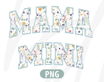Floral Mama t-shirt Design, Mama Mini PNG varsity, MAMA and MINI Floral Varsity Arched Bundle, Mama png, Mini png, Mama png mini png