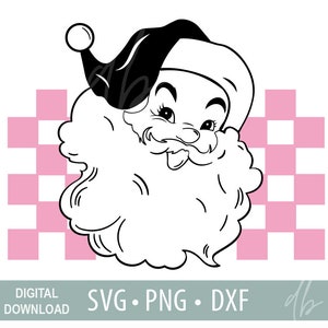 Santa SVG PNG, Retro Santa Svg, Christmas SVG, Retro Santa Face svg, Christmas Santa svg, Trendy Christmas svg, Retro Santa Cut File