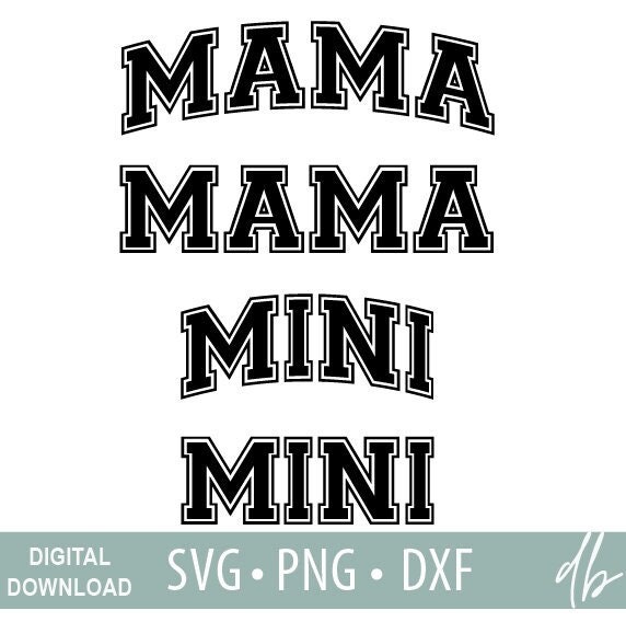 Mama Mini Svg Varsity, MAMA and MINI Varsity Arched Bundle SVG, Mama ...
