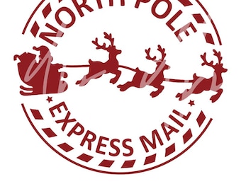 North Pole Seal Svg, North Pole Mail Express Post Svg, Santa Claus Seal, Christmas Stamp, Santa Stamp, Post Svg, Holiday Mail Svg