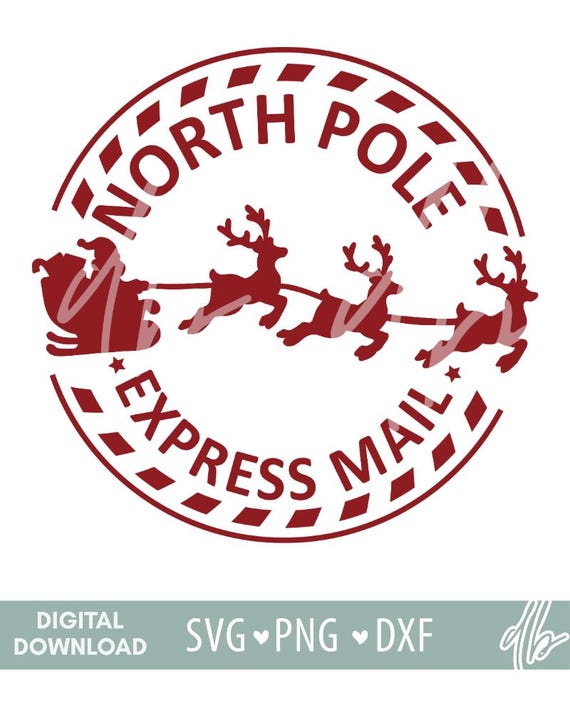 North Pole Seal Svg, North Pole Mail Express Post Svg, Santa Claus Seal, Christmas Stamp, Santa Stamp, Post Svg, Holiday Mail Svg