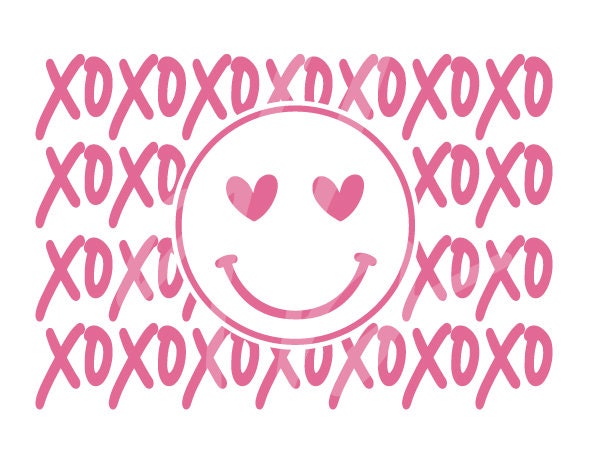 Happy Face SVG, Xoxo Smiley Svg, Love Heart Svg, Heart Eyes Happy Face ...