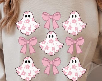 Daisy ghost SVG, Daisy Ghost PNG, Cute Ghost Pattern, Coquette Halloween Shirt Design, Coquette Pink Bow Ghost Shirt Design, Coquette Ghost