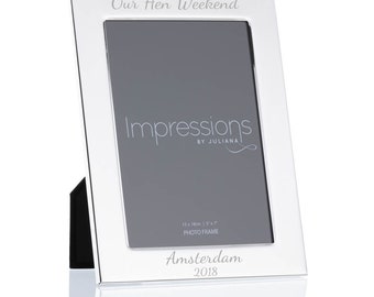 Personalised 5" X 7" Silver Plated Flat Edge Photo Frame - Engraved With Your Custom Text