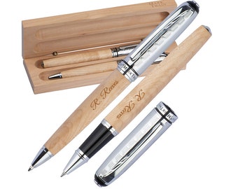 Personalised Mark Twain Wooden Writing Set - Box and Pen engraved with any custom text