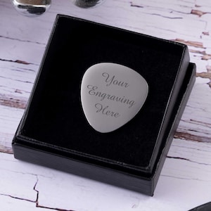 Personalised Name Guitar Plectrum - Guitar Picks with Text - Engraved Stainless Steel Guitar Plectrum - Father's Day Gift - Gift for Son