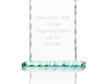 Personalised 5″ Decorative Edge Rectangular Glass Award Plaque - Custom Engraved Trophy