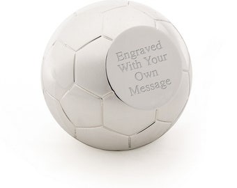 Personalised Football/Soccer Silver Plated Paperweight - Engraved With Your Custom Text