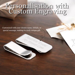 May include: Silver money clip with an engraved message that reads "Matthew Evans My Forever Love".