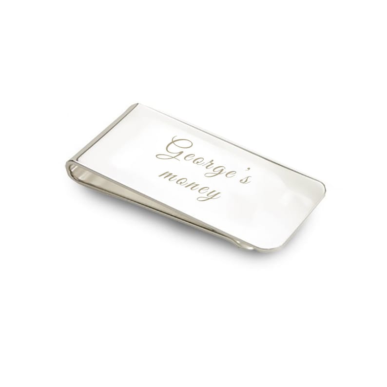 Personalised Silver Plated Money Clip In Gift Box Engraved With Your Custom Text image 2