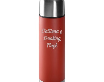 Personalised Matt Red 500ml Thermo Flask with Silver Lid