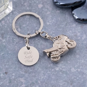 Personalised Motorbike Keyring - Engraving Keychain with box - Bike Keychain - Best Gift for Dad - Custom Biker Key Ring - Gift for Him