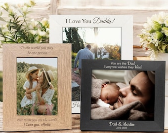 Personalised 5x7 6x4 6x8 8x10 Wooden Picture Frame, Custom Engraved Text, Portrait or Landscape Display, Gifts, Perfect for All Occasions