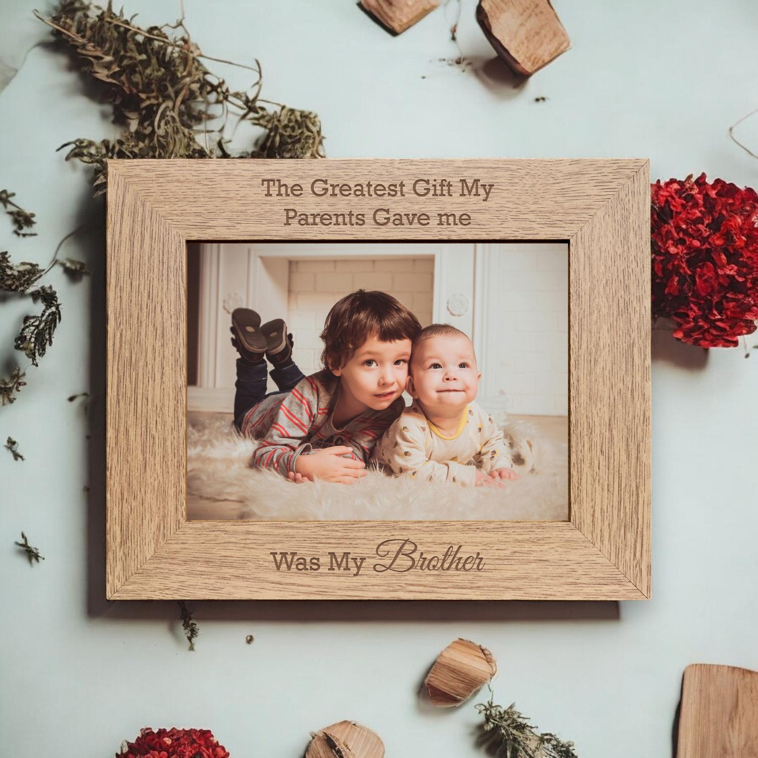 Personalised 6x8 French Oak Wooden Photo Frame - Custom Engraving