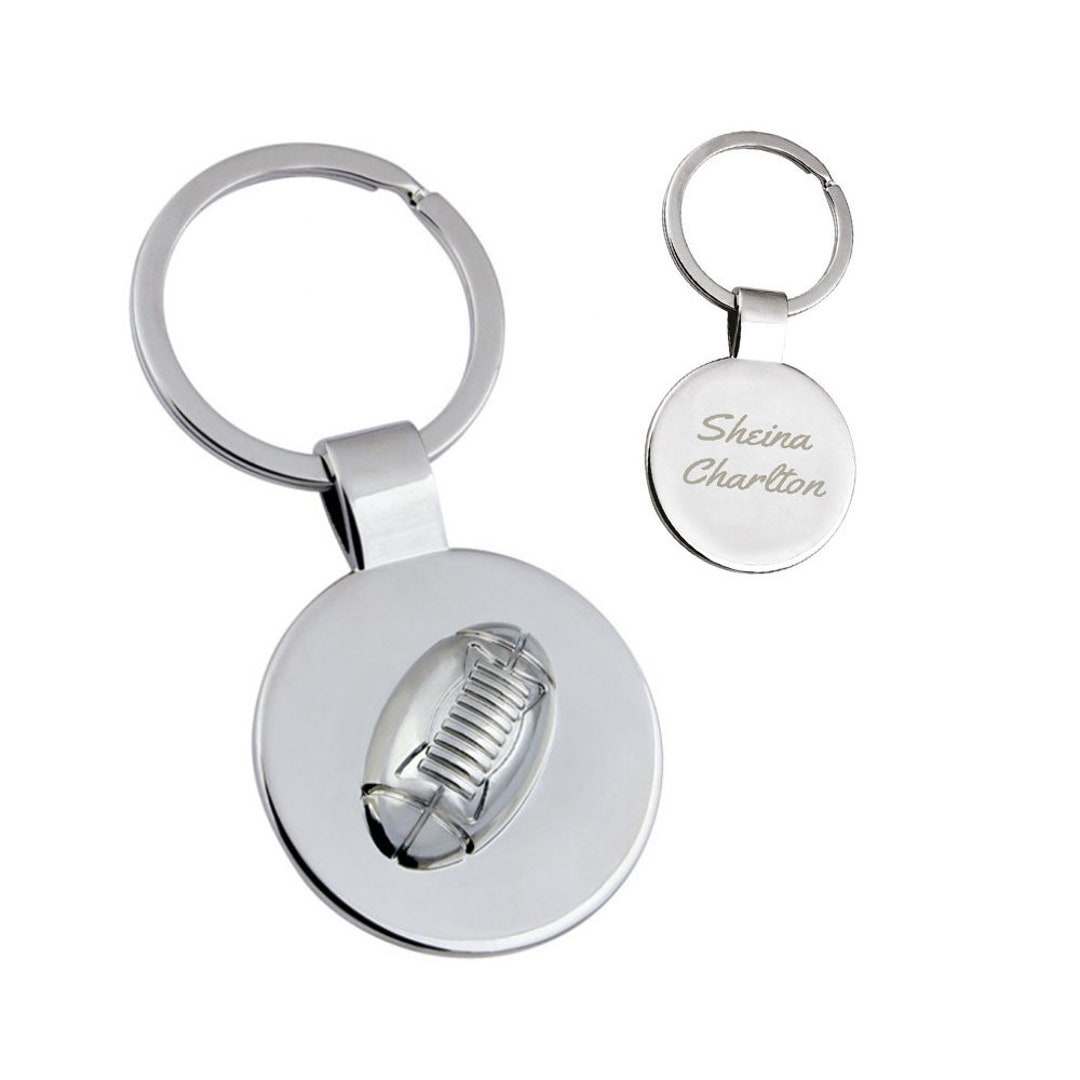 Personalised Rugby Ball Design Keyring/keychain in Presentation Box