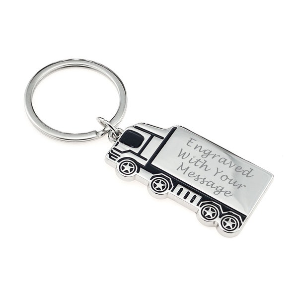 Personalised Truck / Lorry / HGV / Trucker Keyring In Gift Box - Engraved with Your Custom Text