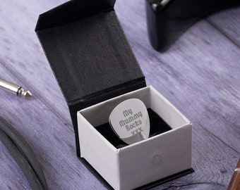 Engraved Stainless Steel Guitar Plectrum - Personalised Gift