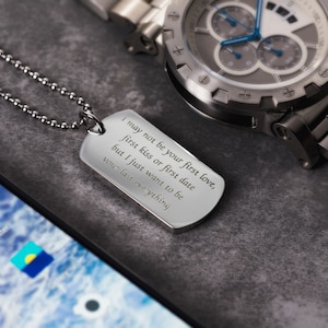 Personalised Valentine's Dog Tag Pendant Necklace with Text Engraving