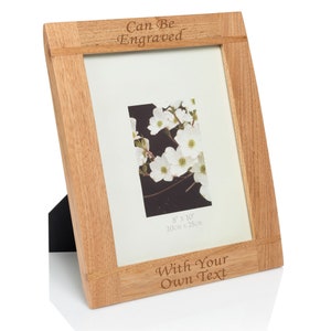 Personalised 10"x8" Natural Wood Photo Frame Laser Engraved - Enter Your Custom Text