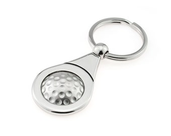 Personalised Golf Ball / Golfer Keyring - Engraved with Your Custom Text