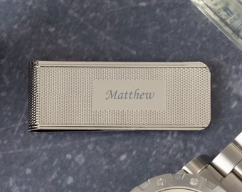 Personalised  MC9 Silver with Pattern Money Clip