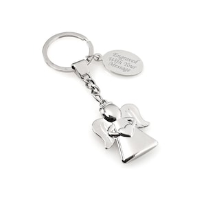 Personalised Beautiful Angel / Guardian Angel Keyring / Keychain In Presentation Box - Tab Engraved with Your Custom Text - Gift For Her