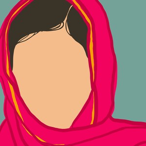 Printable Malala Yousafzai Digital Portrait Women's Rights Hero Nursery ...