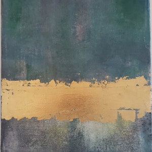 Seafoam - Contemporary Abstract Art Painting Original Signed 16 X 20 in Gold Leaf