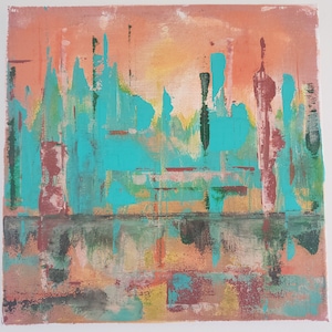 Contemporary Abstract Art Painting Original Signed 12 X 12 in