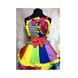 2 Sizes Rainbow TieDye Circus Clown Handmade Poly Cotton Blend Gift Kitchen Apron