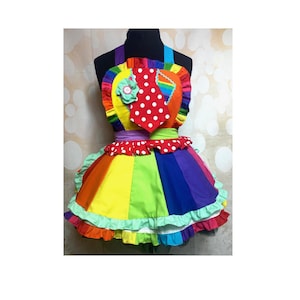 2 Sizes Tie Rainbow Clown Gift Handmade Cotton Poly Blend Kitchen Apron