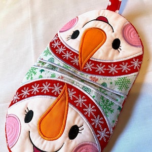 Snowwoman Pot Holder Embroidered Handmade