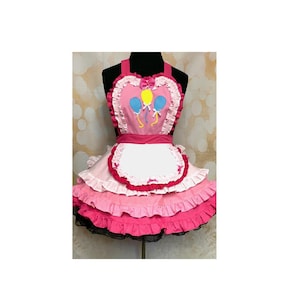 MADE TO ORDER 2 Sizes Character Pink Frilly Handmade Cotton Blend Diner Apron
