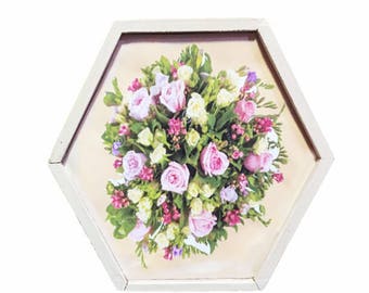 Pamiątkę "Bukiet róż różowy" drewniane pudełko