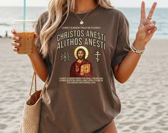 Greek Orthodox Easter T-Shirt: Faith-Inspired Christos Anesti Art (Ultra-Soft Cotton, Unisex Sizes, Vibrant Colors)