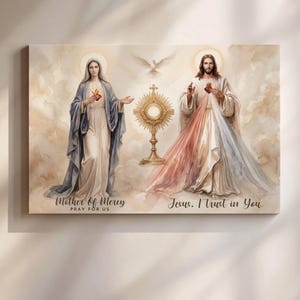 Religious Wall Art: Divine Mercy Jesus and Mary - Matte Canvas