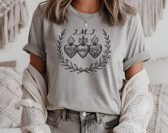 Koszulka Maryjna Katolicka, Koszulka do nabożeństwa Świętej Rodziny, Miękka bawełna (Unisex S-XL)