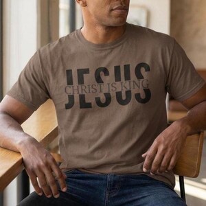 Christ Is King T-Shirt: Vintage Garment-Dyed Cotton, Heavyweight Comfort (Sizes S-4XL, Christian Gym Apparel) image 1