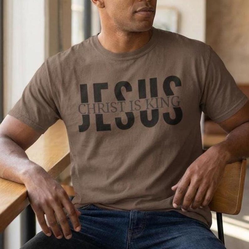 Christ Is King T-Shirt: Vintage Garment-Dyed Cotton, Heavyweight Comfort (Sizes S-4XL, Christian Gym Apparel) image 1