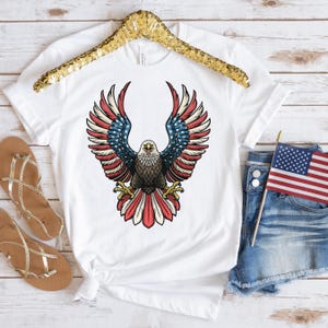 Patriotic Eagle Shirt, Independence Day Gift, Christian USA Shirt, Red White and Blue Shirt, God Bless America T-shirt Mom Gift