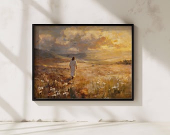 Jesus Leaves The 99 Watercolor Print, Soft Matte Texture Wall Art (Archival Ink)
