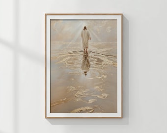Aquarell-Kunstdruck: Jesus und das verlorene Schaf | Hochwertiges Papier, matte Oberfläche – Dekoration für christliche Zwecke