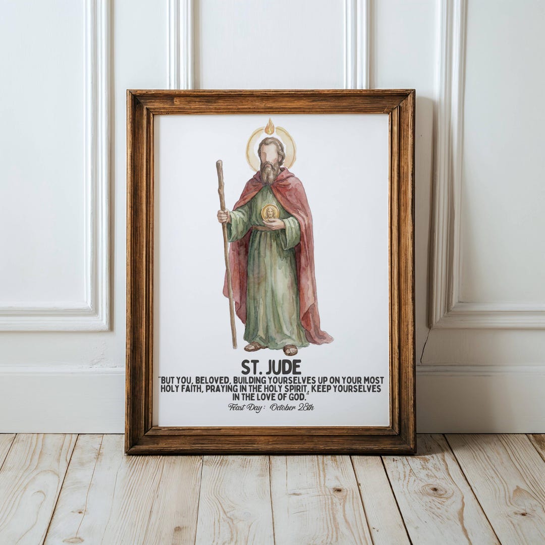 St Jude Wall Art Print - Matte Archival Paper, Religious Decor - Etsy