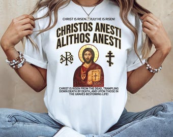 Christos Anesti T-Shirt: Orthodox Christian Comfort Colors Tee