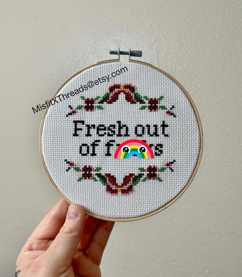 Fresh Out Of F-cks FINISHED Cross Stitch image 1