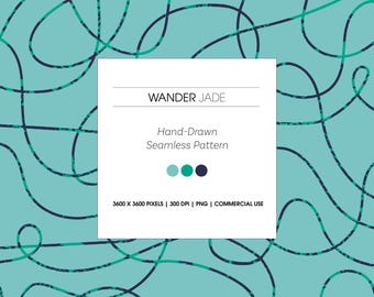 Hand-Drawn Seamless Texture Pattern, Digitalpaper, Wander Jade (PNG)
