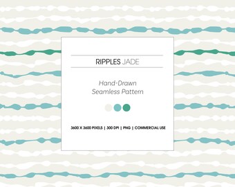 Hand-Drawn Seamless Texture Pattern, Digitalpaper, Ripples Jade (PNG)