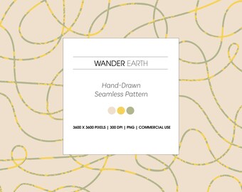 Hand-Drawn Seamless Texture Pattern, Digitalpaper, Wander Earth (PNG)